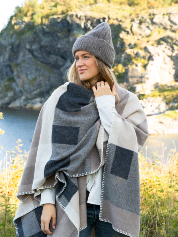 PALMA RECYCLED WOOL BLEND PONCHO MULTI CHECK