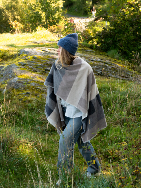 PALMA RECYCLED WOOL BLEND PONCHO MULTI CHECK