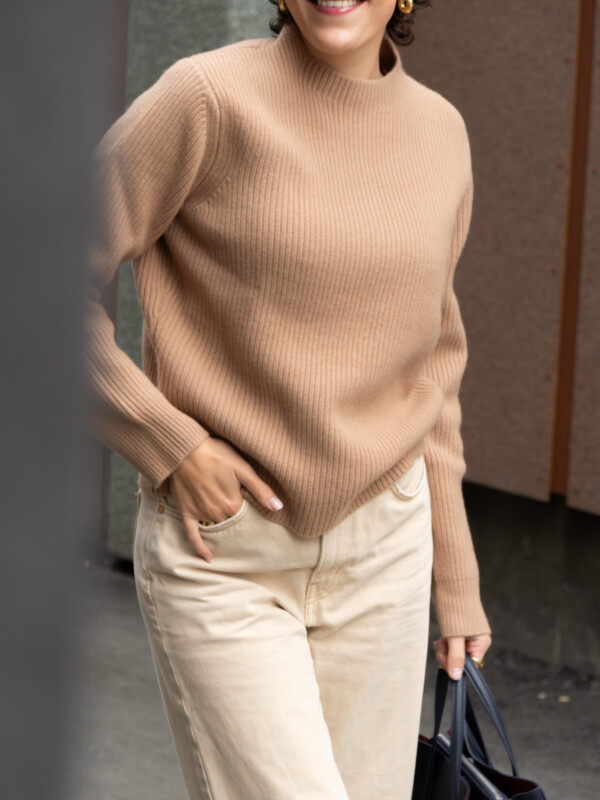 RECYCLED WOOL MOCK-NECK SWEATER AMPHORA