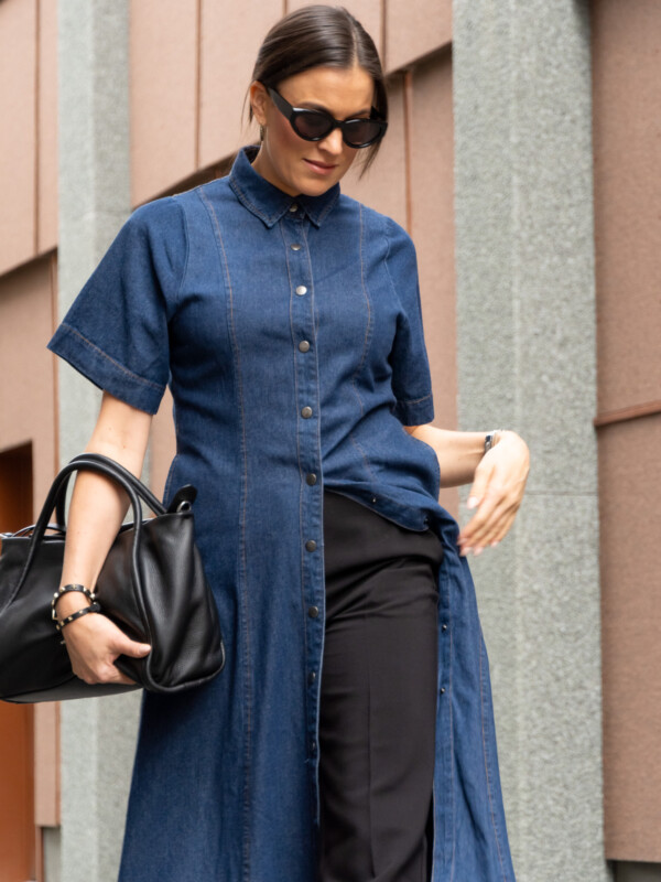 NEO NOIR BALLI DENIM DRESS DARK BLUE