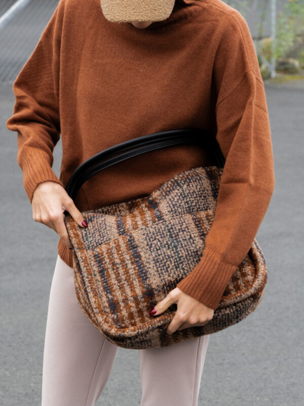 DAY WOOLEN CHECK SMALL SHOPPER MAJOR BROWN