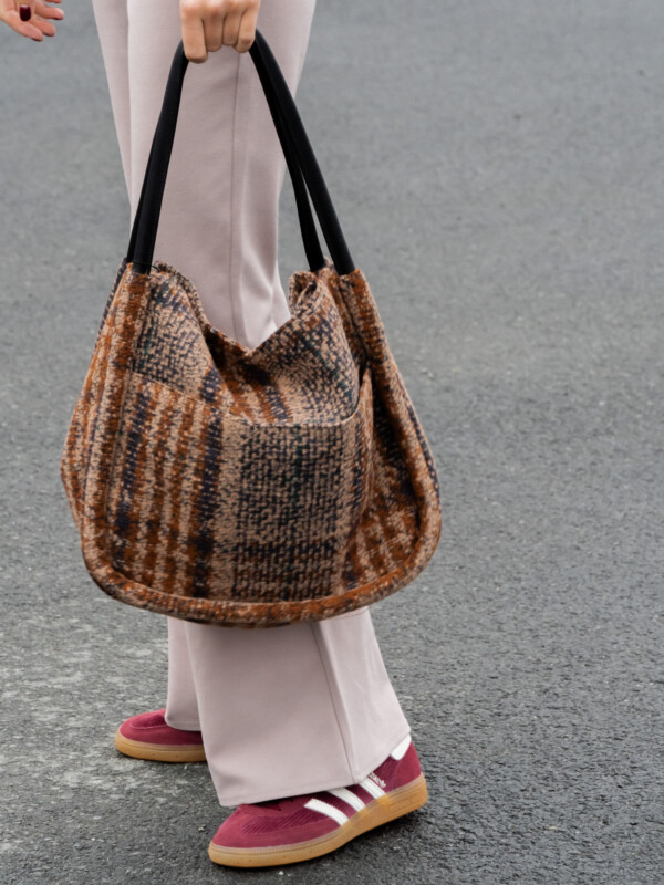 DAY WOOLEN CHECK SMALL SHOPPER MAJOR BROWN