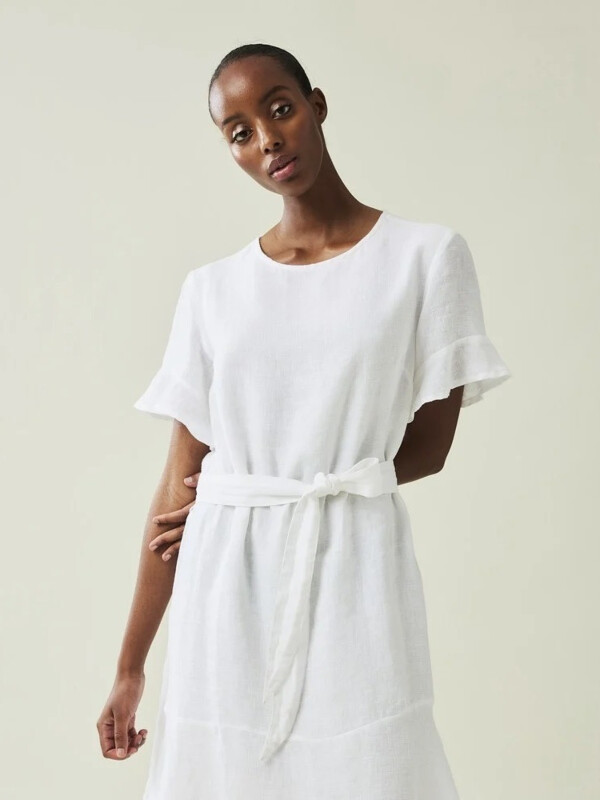 MEGHAN LINEN DRESS WHITE