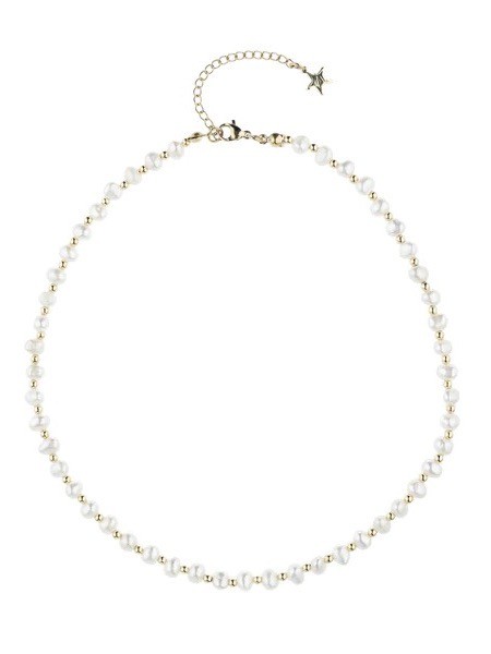 FRESH WATER PEARL NECKLACE 4MM W/GOLD BEADS