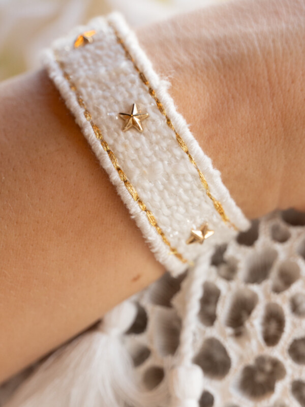 TWEED STAR STUD BRACELET OFF WHITE