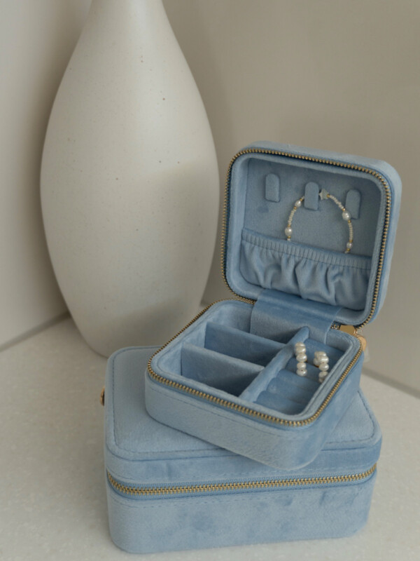 VELVET JEWELLERY BOX MINI LIGHT BLUE