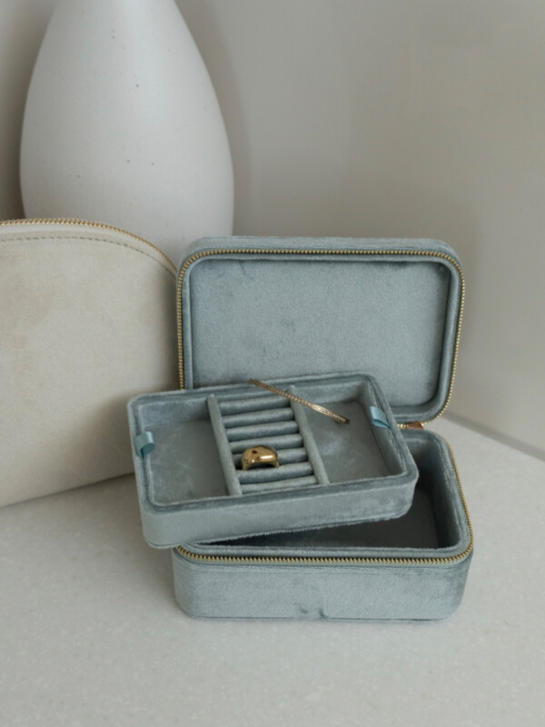 VELVET JEWELLERY BOX SPARKLED TEAL