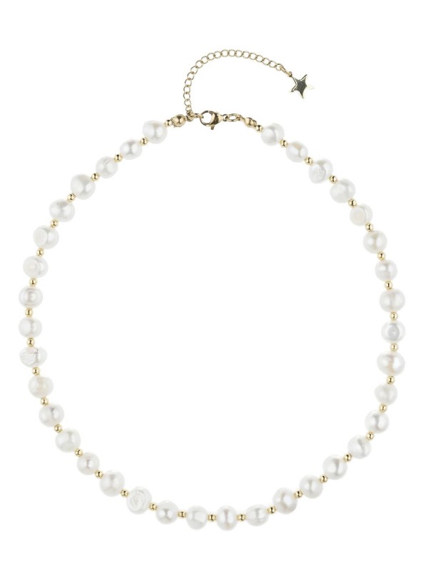 FRESH WATER PEARL NECKLACE 8MM W/GOLD BEADS