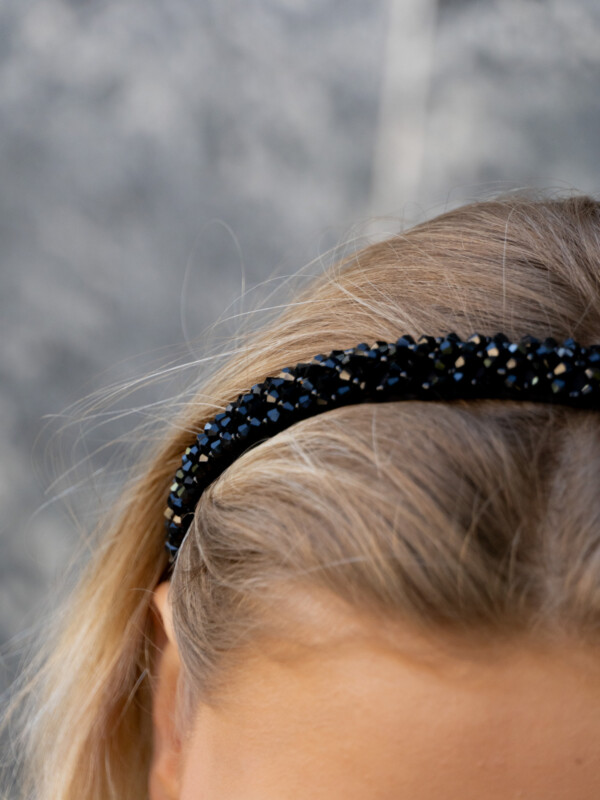 CRYSTAL BEADED HAIR BAND BLACK