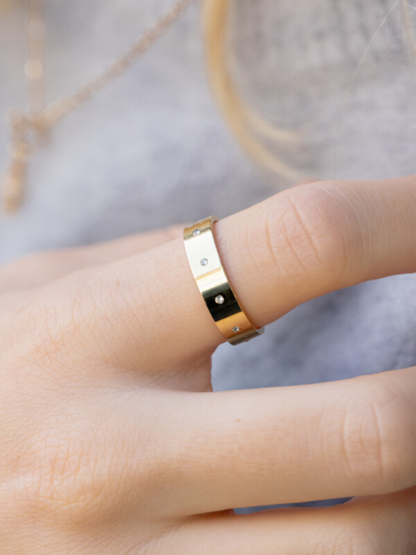 CRYSTAL DOT RING GOLD