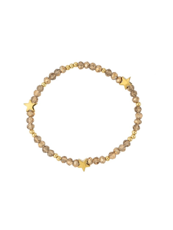 CRYSTAL BEAD BRACELET W/STAR & GOLD BEADS SPARKLED CAMEL