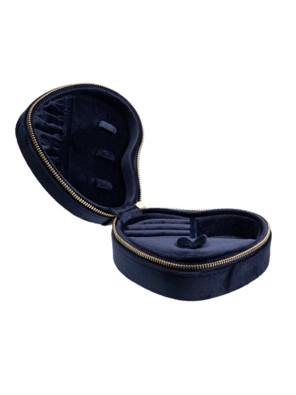 VELVET HEART JEWELLERY BOX NAVY BLUE