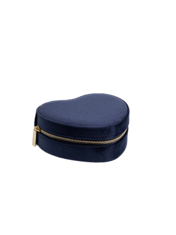 VELVET HEART JEWELLERY BOX NAVY BLUE