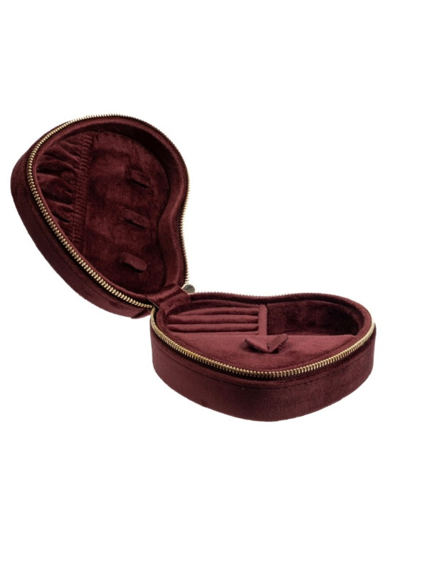 VELVET HEART JEWELLERY BOX MAROON