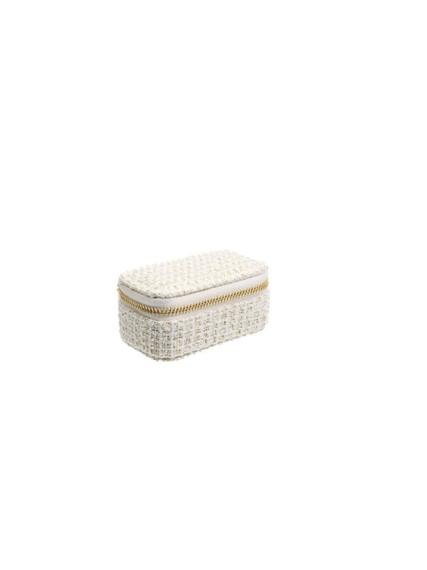 TWEED JEWELLERY BOX MICRO OFF WHITE W/GOLD