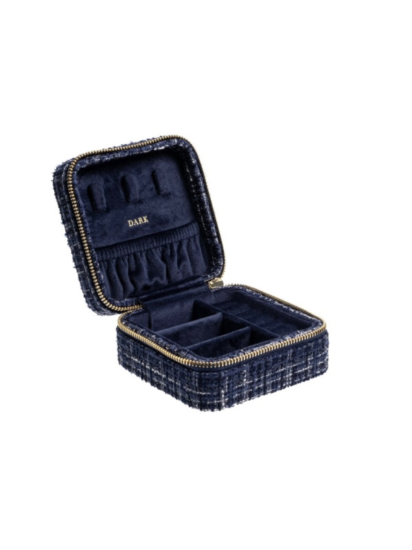 TWEED JEWELLERY BOX MINI NAVY BLUE