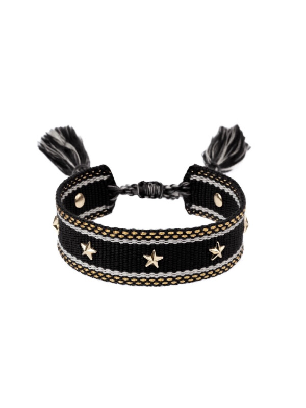 TØYARMBÅND STAR STUD BLACK W/GOLD