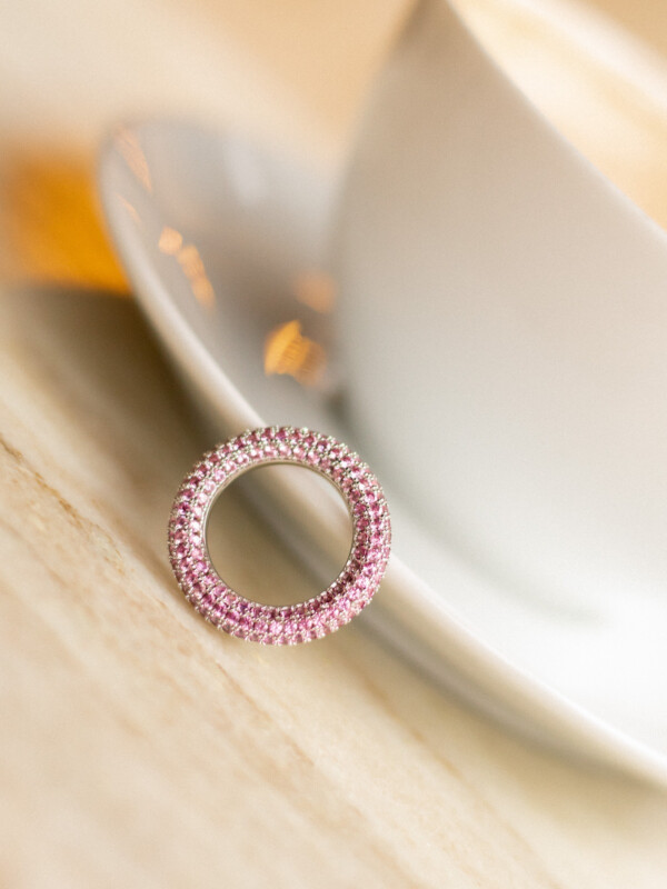 LUV AJ PAVE AMALFI RING PINK SILVER