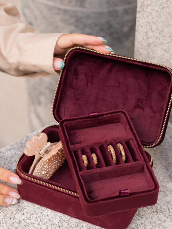 Velvet Jewellery Box Maroon