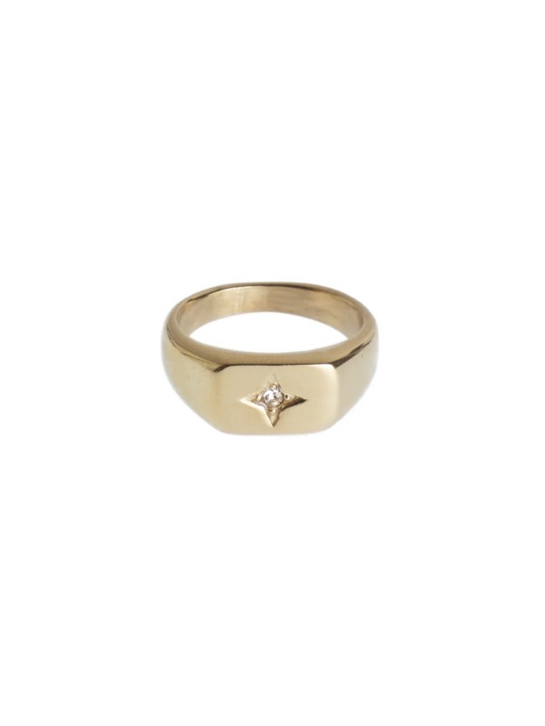 rectangle signet ring w/star gold