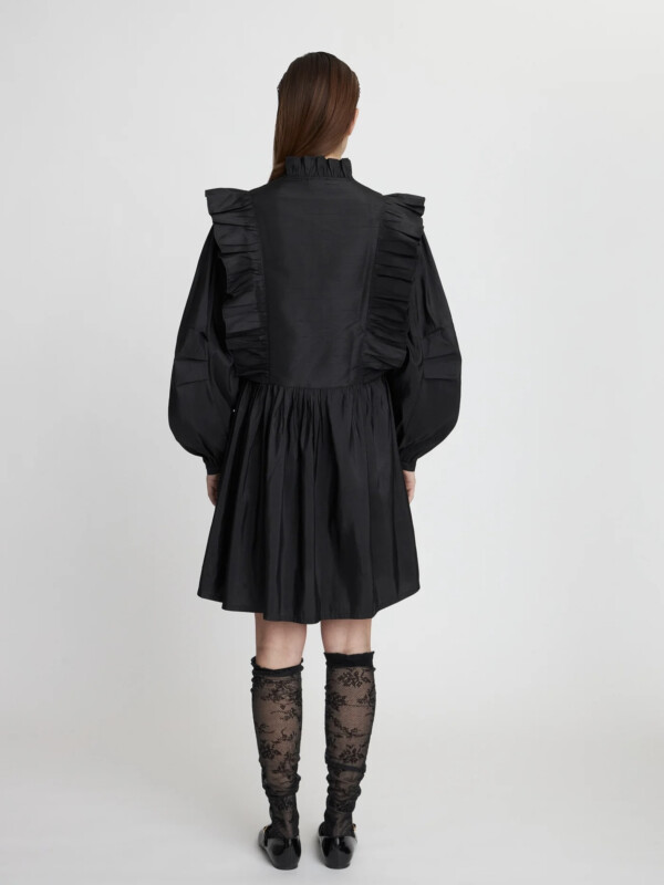 SHORT DRESS WITH RUFFLES BLACK