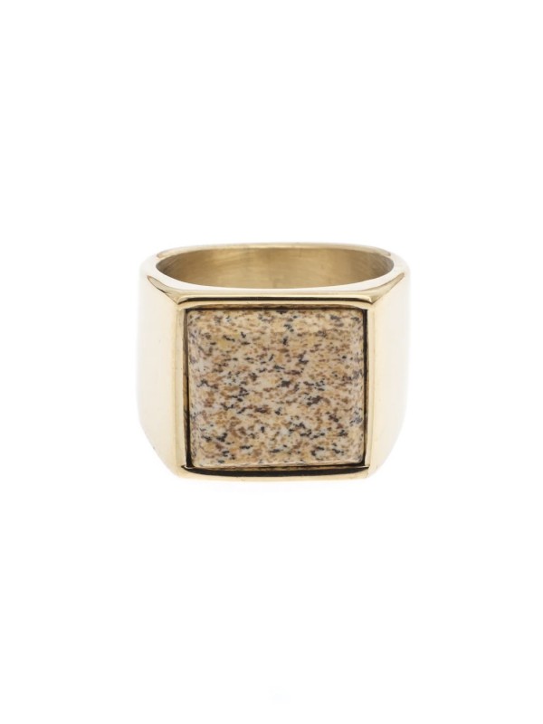 SIGNET RING STOR GOLD W/SAND MARBLE