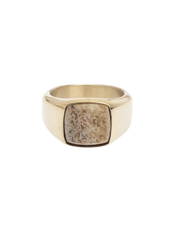 SIGNET RING MINI GOLD W/SAND MARBLE