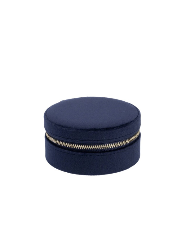Velvet Jewellery Box Round navy blue