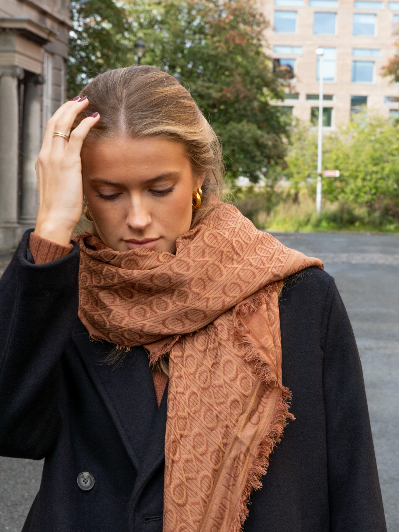 MONOGRAM JACQUARD SCARF ORANGE