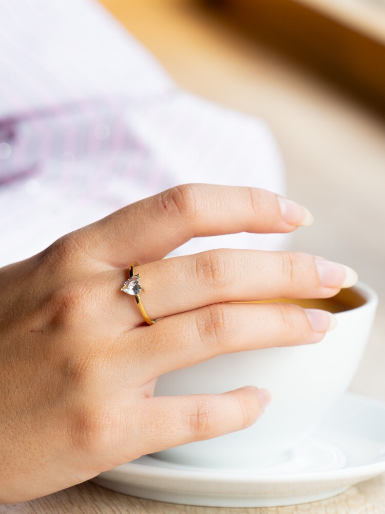 HEART CRYSTAL RING GOLD + CRYSTAL