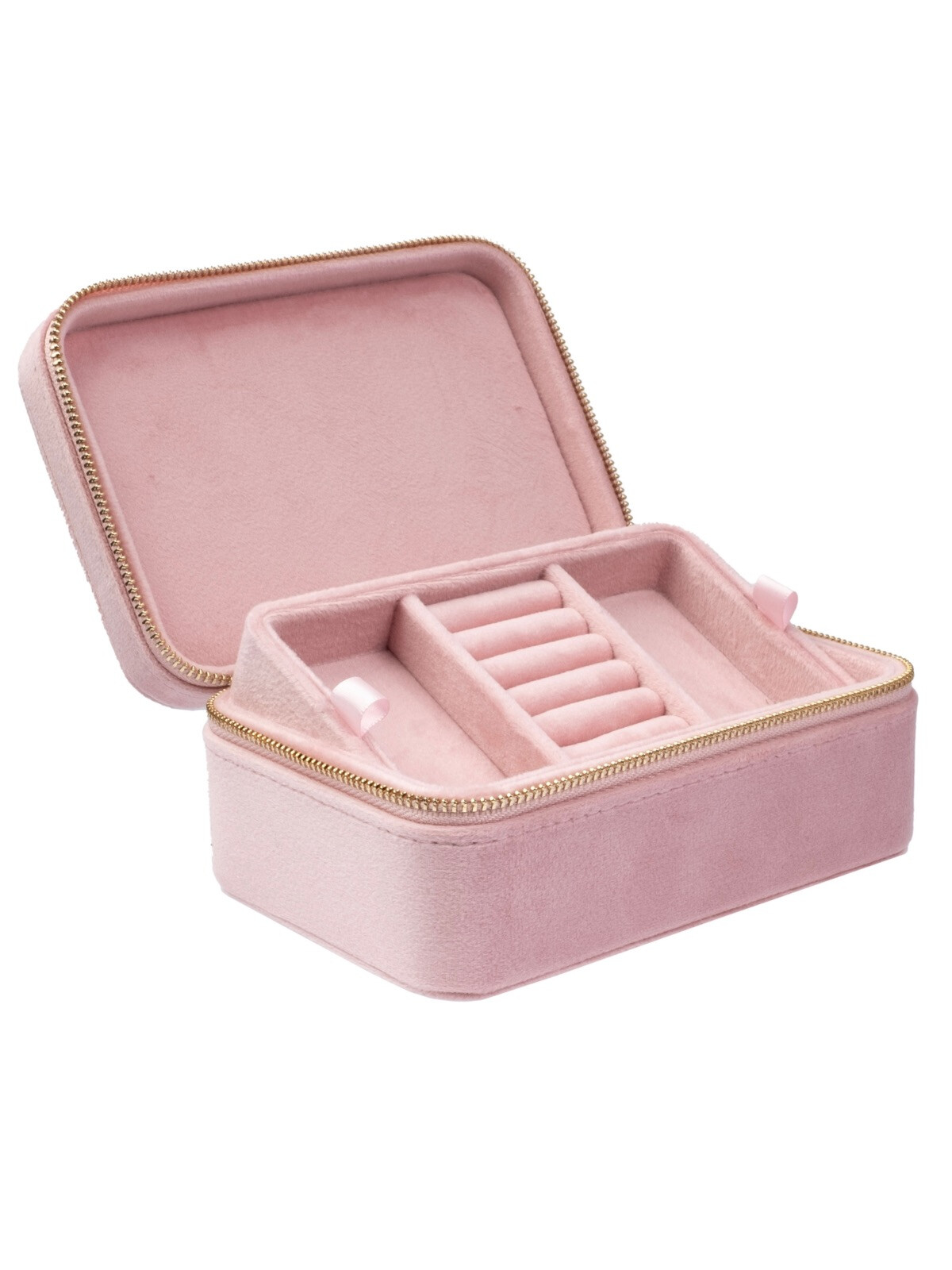 VELVET JEWELLERY BOX LIGHT ROSE