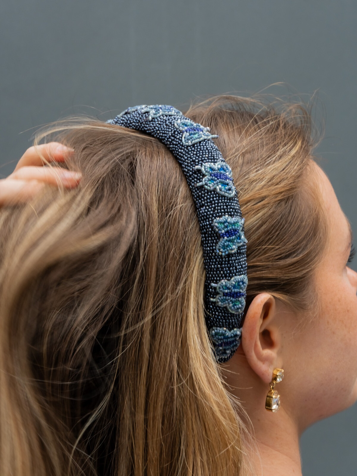 ADONIA MIDI BEADED HAIRBRACE SARGASSO SEA BLUE