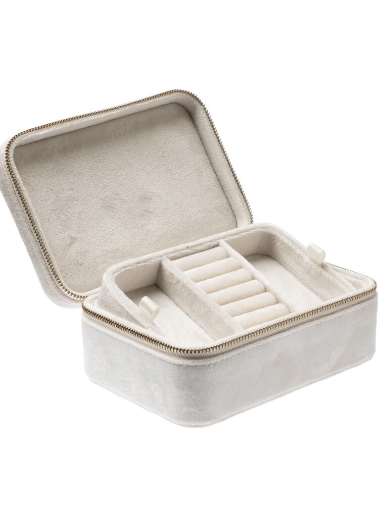 Velvet Jewellery Box Off White