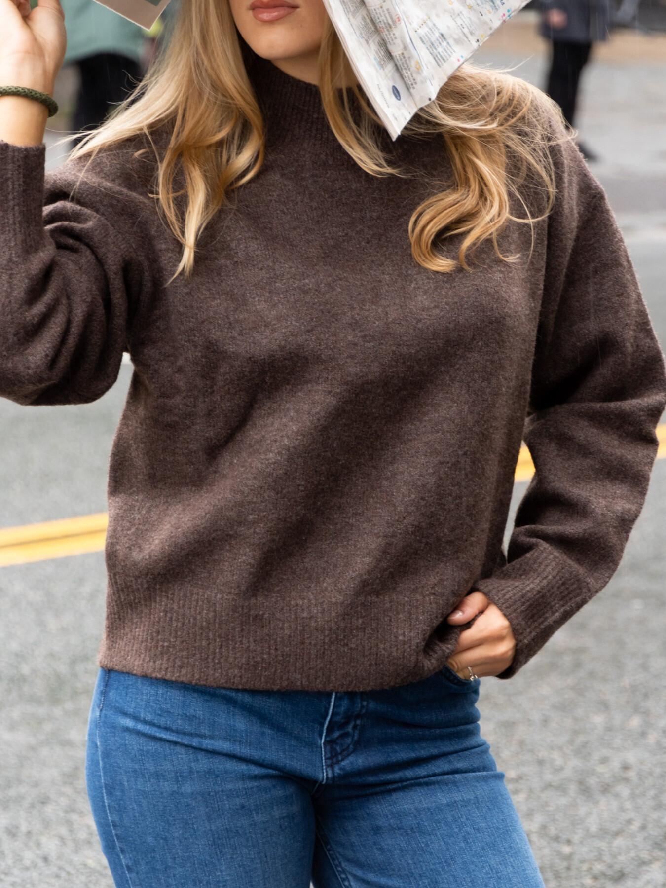 PAULINA KNIT BLOUSE BROWN MELANGE