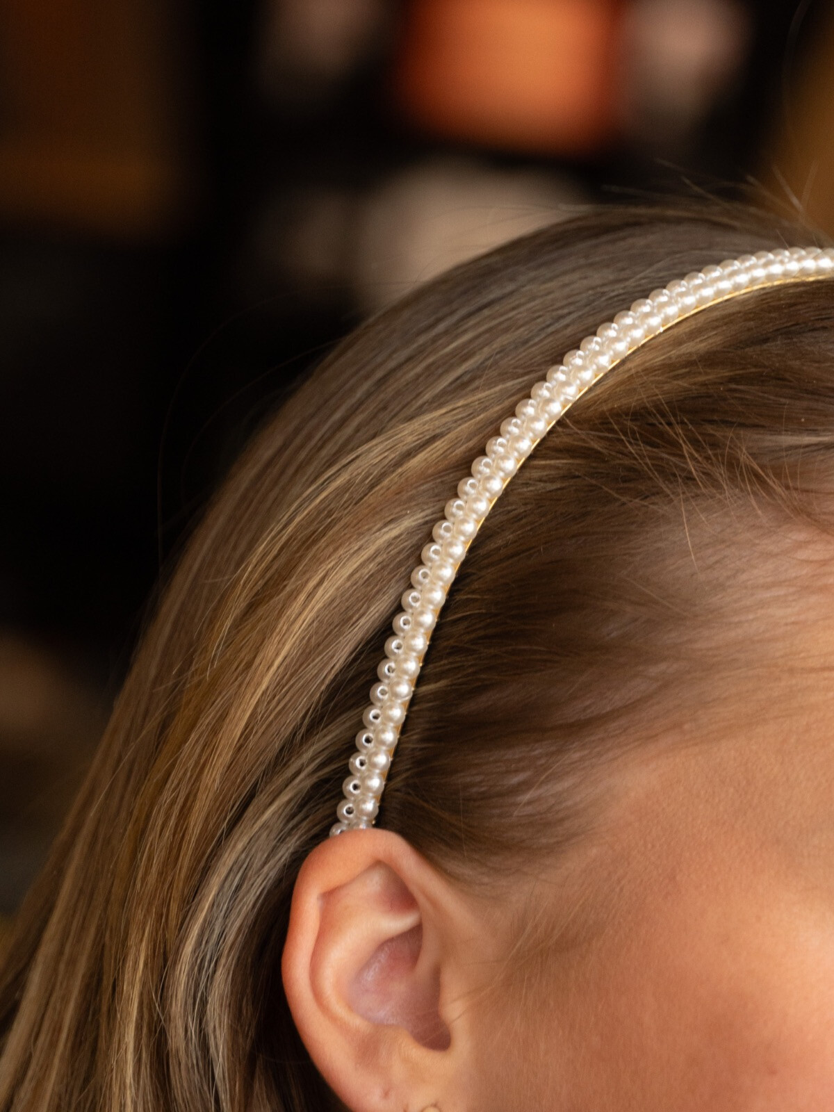 PEARL HAIR BAND ROW WHITE PEARL