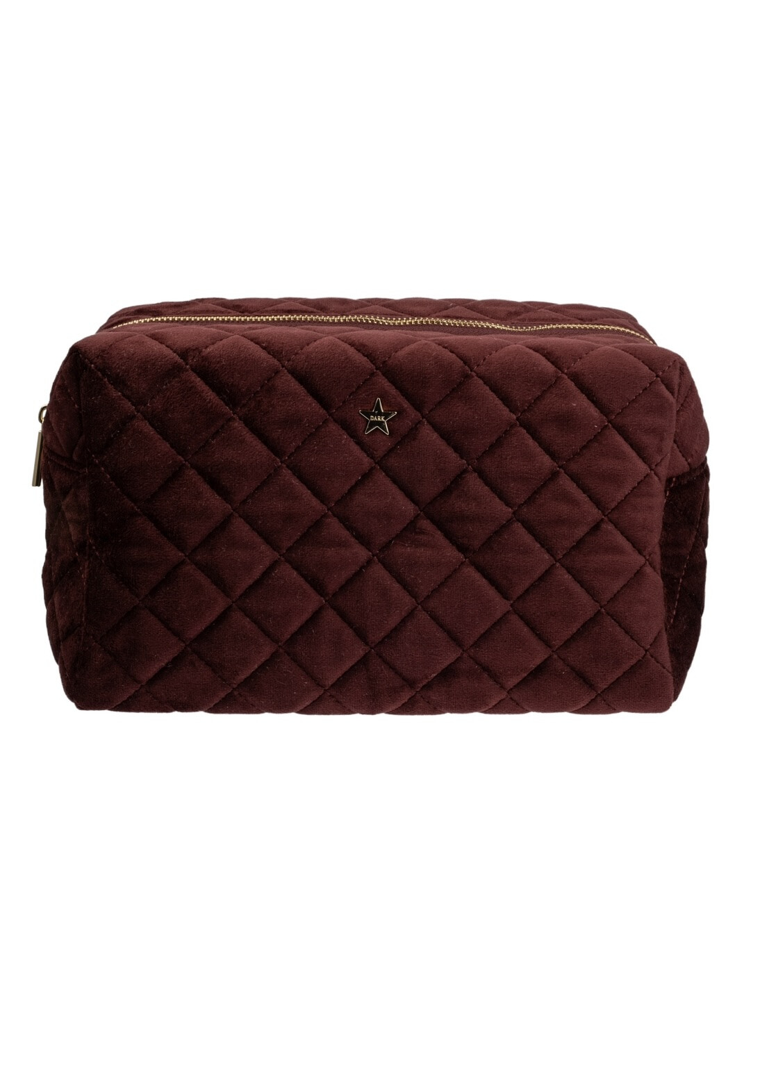 VELVET SQUARE QUILTED MAKE-UP POUCH LARGE MAROON