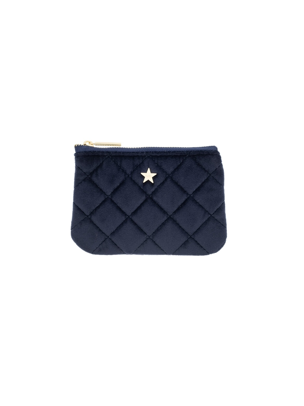 VELVET QUILTED MINI POUCH NAVY BLUE