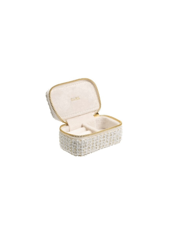 TWEED JEWELLERY BOX MICRO OFF WHITE W/GOLD