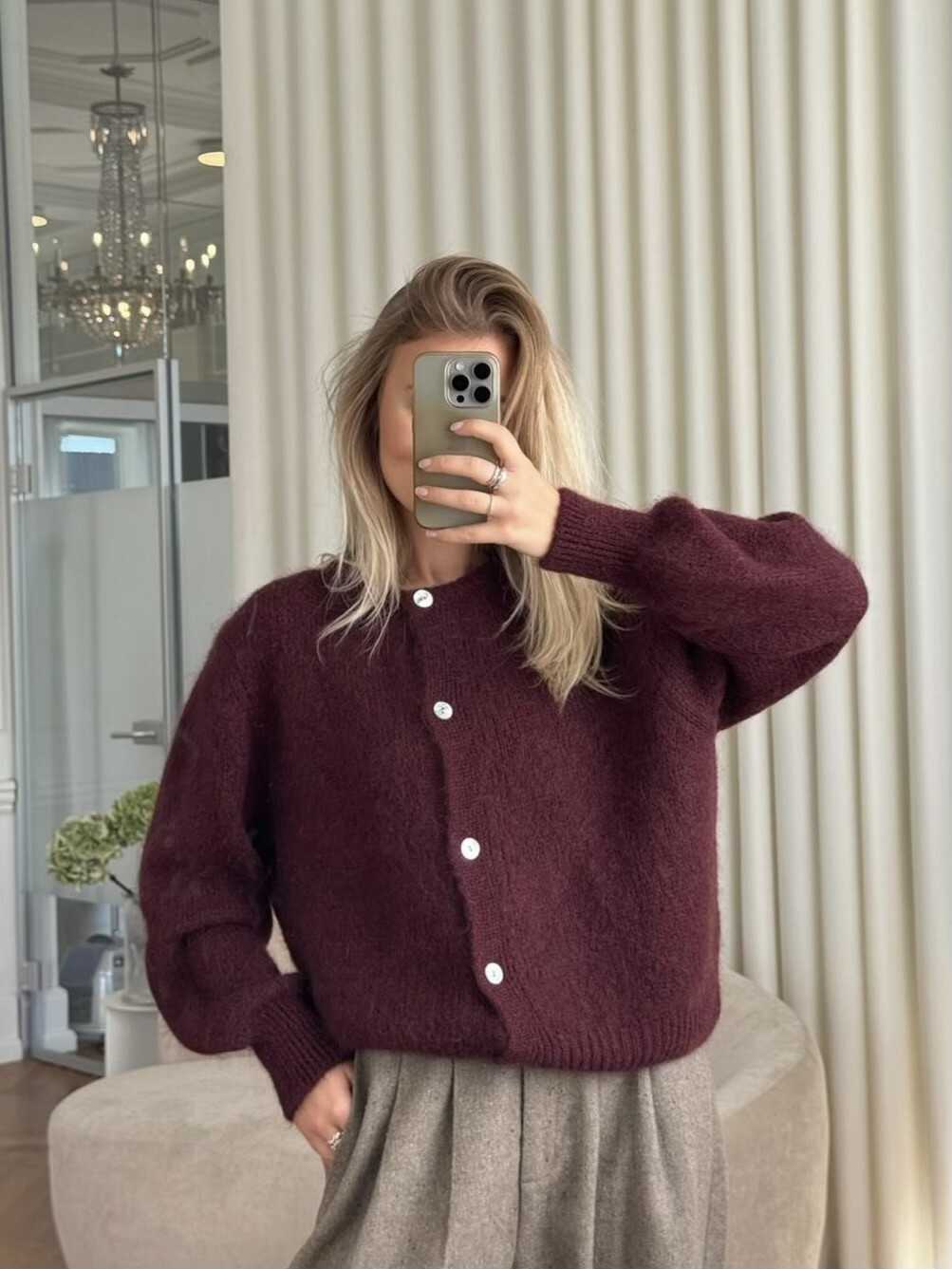 H by bordeaux cardigan best sale