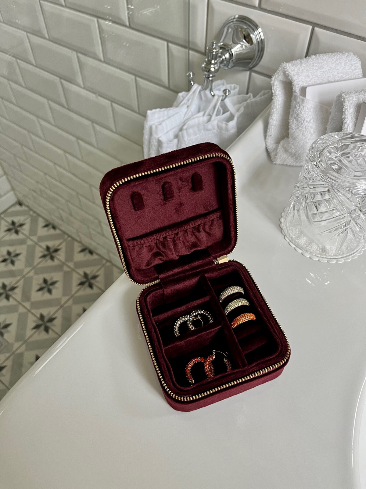 Velvet Jewellery Box MINI MAROON