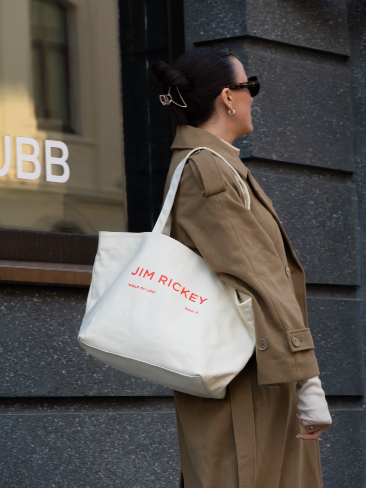 JIM RICKEY DOUBLE TOTE OFFWHITE/RED