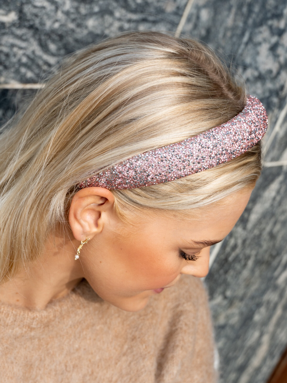 CRYSTAL HAIR BAND ROSE