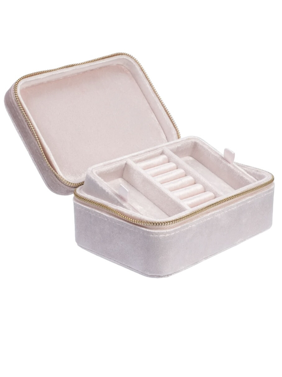 Velvet Jewellery Box Sparkled Pale Rose