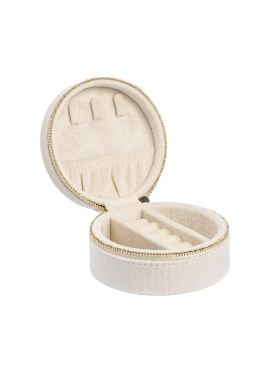 Velvet Jewellery Box Round vanilla