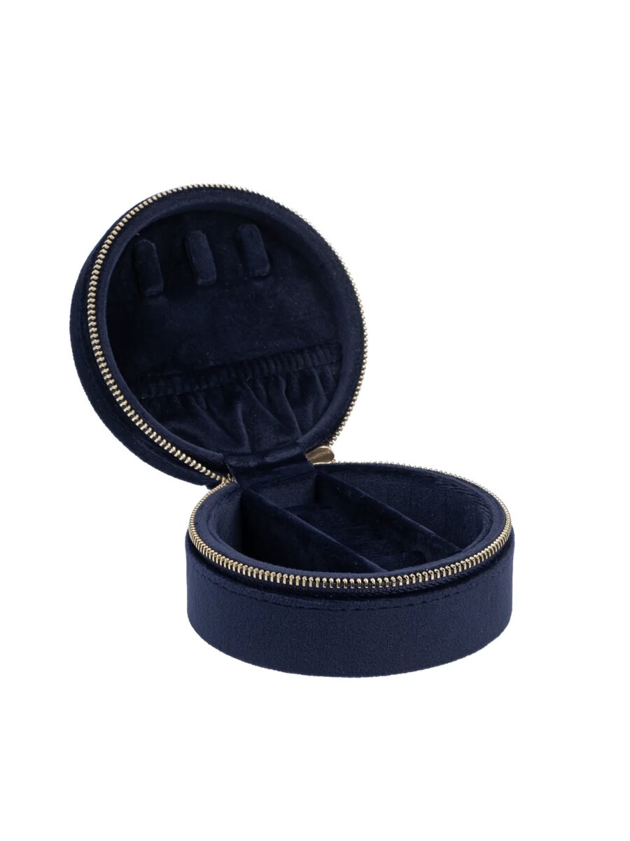 Velvet Jewellery Box Round navy blue