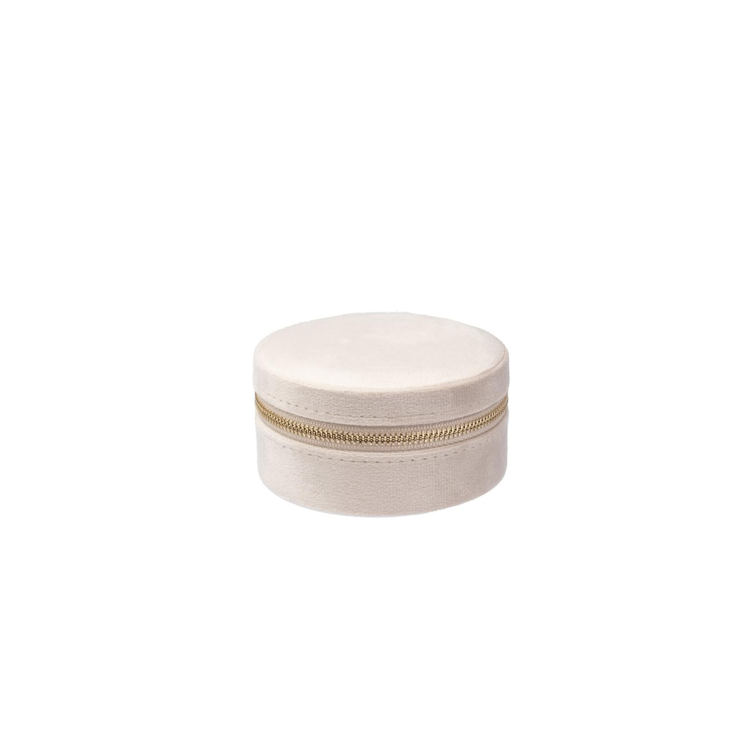 VELVET JEWELLERY BOX ROUND SAND